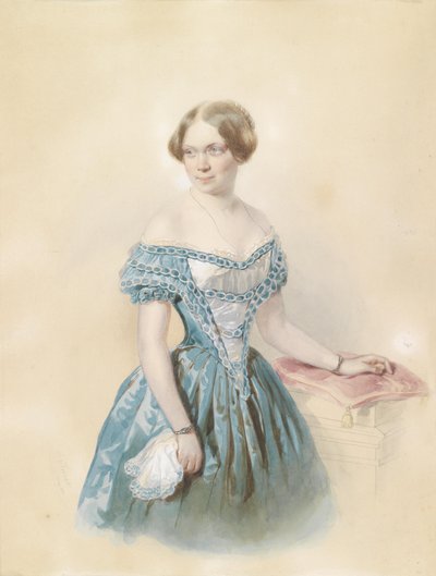 Retrato de una joven con vestido azul, según la tradición, la joven Marie von Ebner Eschenbach de Johann Nepomuk Horrak